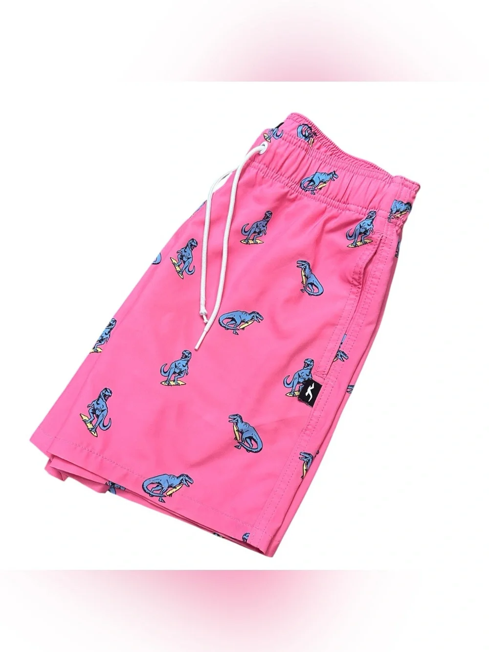 Hollister California Swim Trunks Mens XS Pink Surfing Dinosaur Print Board Short